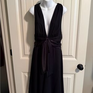 White House Black Market Black Evening Dress with Satin Trim